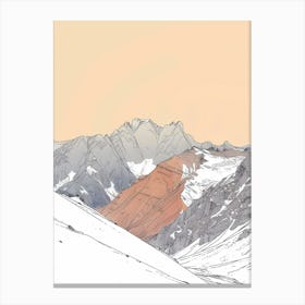 Toubkal Morocco Color Line Drawing (2) Canvas Print