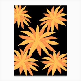 Orange Flowers On Black Background Canvas Print