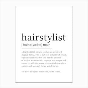 Hairstylist Definition Print - Gift for Hairstylists Canvas Print