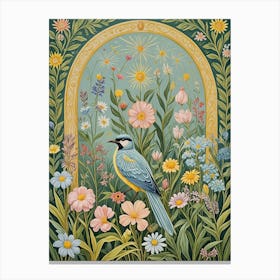 Blue Bird In The Garden Canvas Print