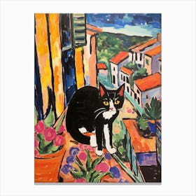Painting Of A Cat In Chianti Italy 1 Canvas Print
