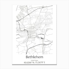 Bethlehem,United States Minimalist Map Canvas Print