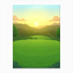 Landscape With Trees And Sun Canvas Print