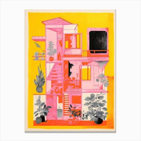 A House In Amsterdam, Abstract Risograph Style 1 Canvas Print