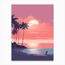 Illustration Of Half Moon Caye Belize In Pink Tones 2 Canvas Print