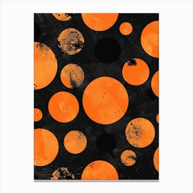 Orange And Black Polka Dots 1 Canvas Print