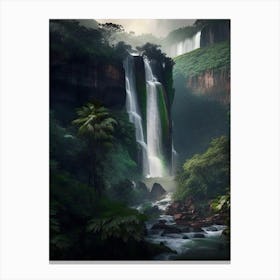 Satopanth Waterfall, India Realistic Photograph (1) Canvas Print