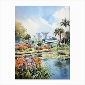Gardens By The Bay Singapore Watercolour 1 Canvas Print