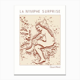 Line Art Minimalist – La Nymphe Surprise – Édouard Manet – Classic Painting 1 Canvas Print