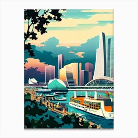 Marina Bay Singapore Vintage Poster harbour Canvas Print