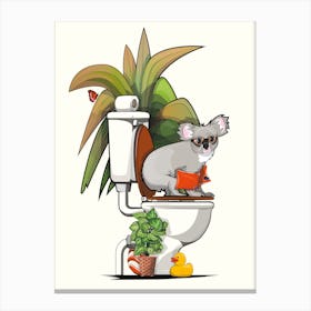 Koala Bear On The Toilet Canvas Print