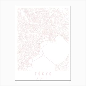 Tokyo Japan Light Pink Minimal Street Map Canvas Print