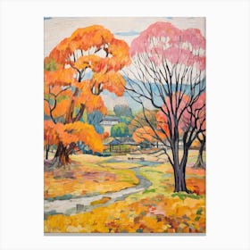 Autumn Gardens Painting Nara Park Japan 3 Canvas Print