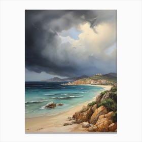 Sardinia beaches and thunderstorm. Oil colors . Canvas Print
