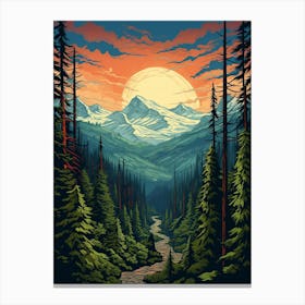 Mount Rainier National Park Retro Pop Art 8 Canvas Print