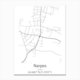 Narpes,Finland Minimalist Map Canvas Print