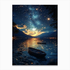 Night Sky Over Lake 21 Canvas Print