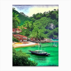 Angra Dos Reis Brazil Soft Colours Tropical Destination Canvas Print