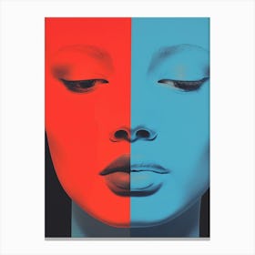 3d Inspired Red & Blye Face Canvas Print