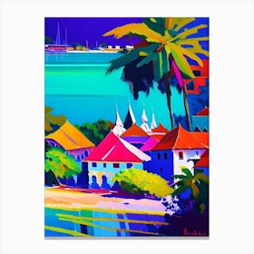 Sihanoukville Cambodia Colourful Painting Tropical Destination Canvas Print