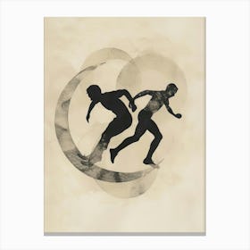Two Men Running In A Circle Canvas Print