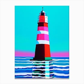 Lighthouse Waterscape Colourful Pop Art 1 Canvas Print