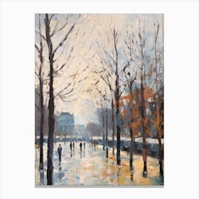 Winter City Park Painting Parc De La Vilette Paris 1 Canvas Print