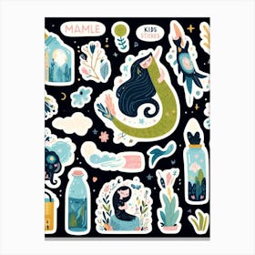 Mermaid Stickers Canvas Print