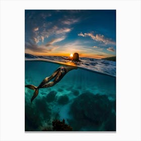 Mermaid At Sunset -Reimagined 1 Canvas Print