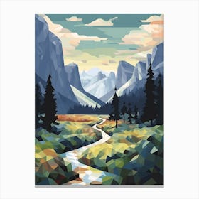 Yosemite Valley View   Geometric Vector Illustration 3 Canvas Print