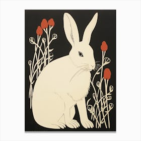 Rabbit With Red Flowers Canvas Print