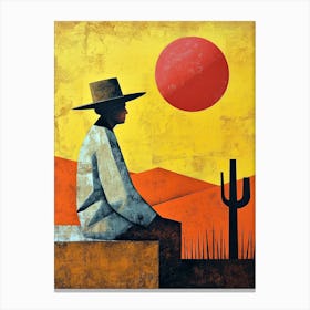 Old Mexican Man Sitting At Sunset, Mexico Canvas Print