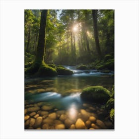 Mossy River In The Forest Canvas Print