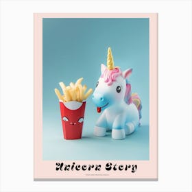 Toy Unicorn Eating Fries Poster Canvas Print