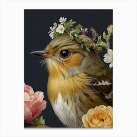 Bird With Flowers Canvas Print