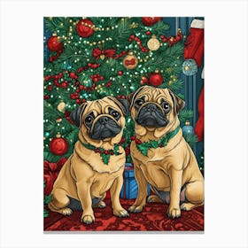 Christmas Pugs 7 Canvas Print