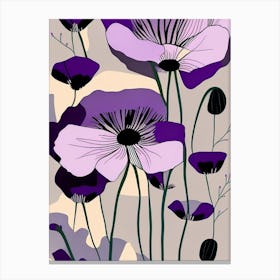 Purple Poppy Mallow Wildflower Modern Muted Colours 2 Canvas Print