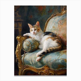 Cat Resting In A Grand Palace Rococo Inspired 2 Canvas Print