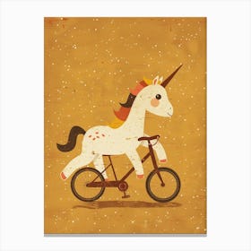 Unicorn Riding A Bike Muted Pastels 2 Canvas Print