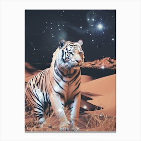 Cosmic tiger portrait in the glittering desert 2 Canvas Print