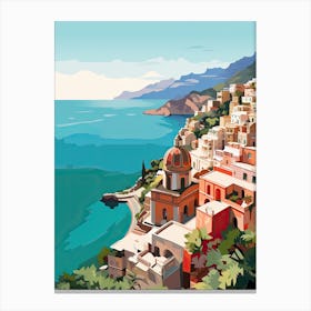 Amalfi Coast, Italy, Geometric Illustration 2 Canvas Print