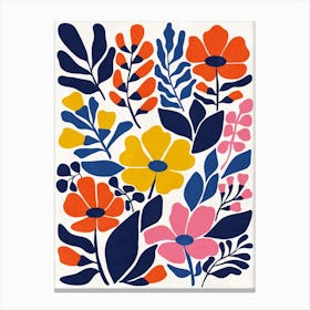 Bohemian Blooms Mid Century Modern Floral Canvas Print