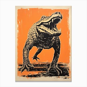 Alligator, Woodblock Animal Drawing 2 Canvas Print
