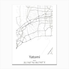 Yatomi,Japan Minimalist Map Canvas Print