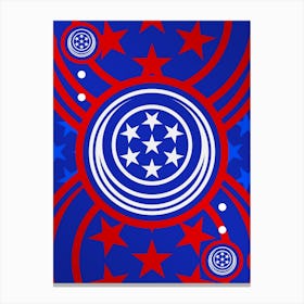 Geometric Abstract Glyph in White on Red and Blue Array n.0026 Canvas Print
