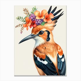 Bird With Flowers On Its Head Canvas Print