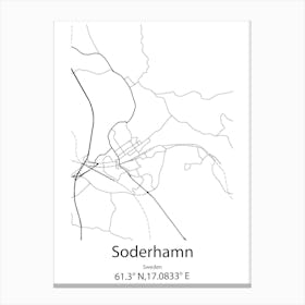 Soderhamn,Sweden Minimalist Map Canvas Print