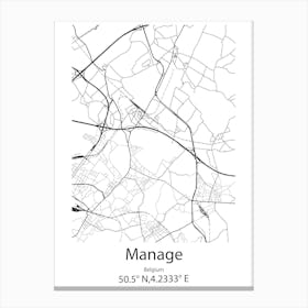 Manage,Belgium Minimalist Map Canvas Print