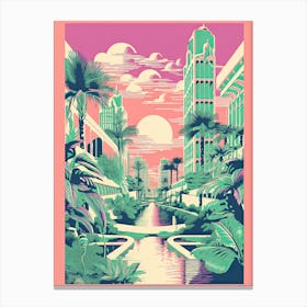 Miami In Risograph Style 1 Canvas Print