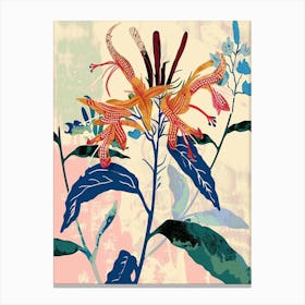 Colourful Flower Illustration Bee Balm 3 Canvas Print